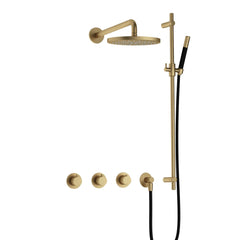 Hotbath Cobber IBS70 inbouw doucheset - staafhanddouche - 20cm hoofddouche - wandarm - glijstang - Geborsteld Messing