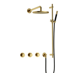 Hotbath Cobber IBS70 inbouw doucheset - staafhanddouche - 20cm hoofddouche - wandarm - glijstang - Geborsteld Messing PVD