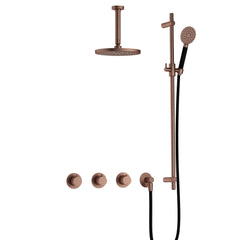 Hotbath Cobber IBS70 inbouw doucheset - ronde handdouche - 20cm hoofddouche - 15cm plafondbuis - glijstang - Geborsteld Koper PVD