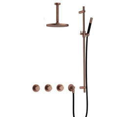 Hotbath Cobber IBS70 inbouw doucheset - staafhanddouche - 20cm hoofddouche - 15cm plafondbuis - glijstang - Geborsteld Koper PVD