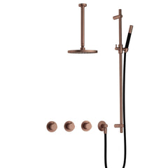 Hotbath Cobber IBS70 inbouw doucheset - staafhanddouche - 20cm hoofddouche - 30cm plafondbuis - glijstang - Geborsteld Koper PVD