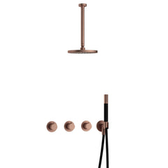 Hotbath Cobber IBS70 inbouw doucheset - staafhanddouche - 20cm hoofddouche - 30cm plafondbuis - wandhouder - Geborsteld Koper PVD