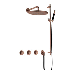 Hotbath Cobber IBS70 inbouw doucheset - staafhanddouche - 30cm hoofddouche - wandarm - glijstang - Geborsteld Koper PVD
