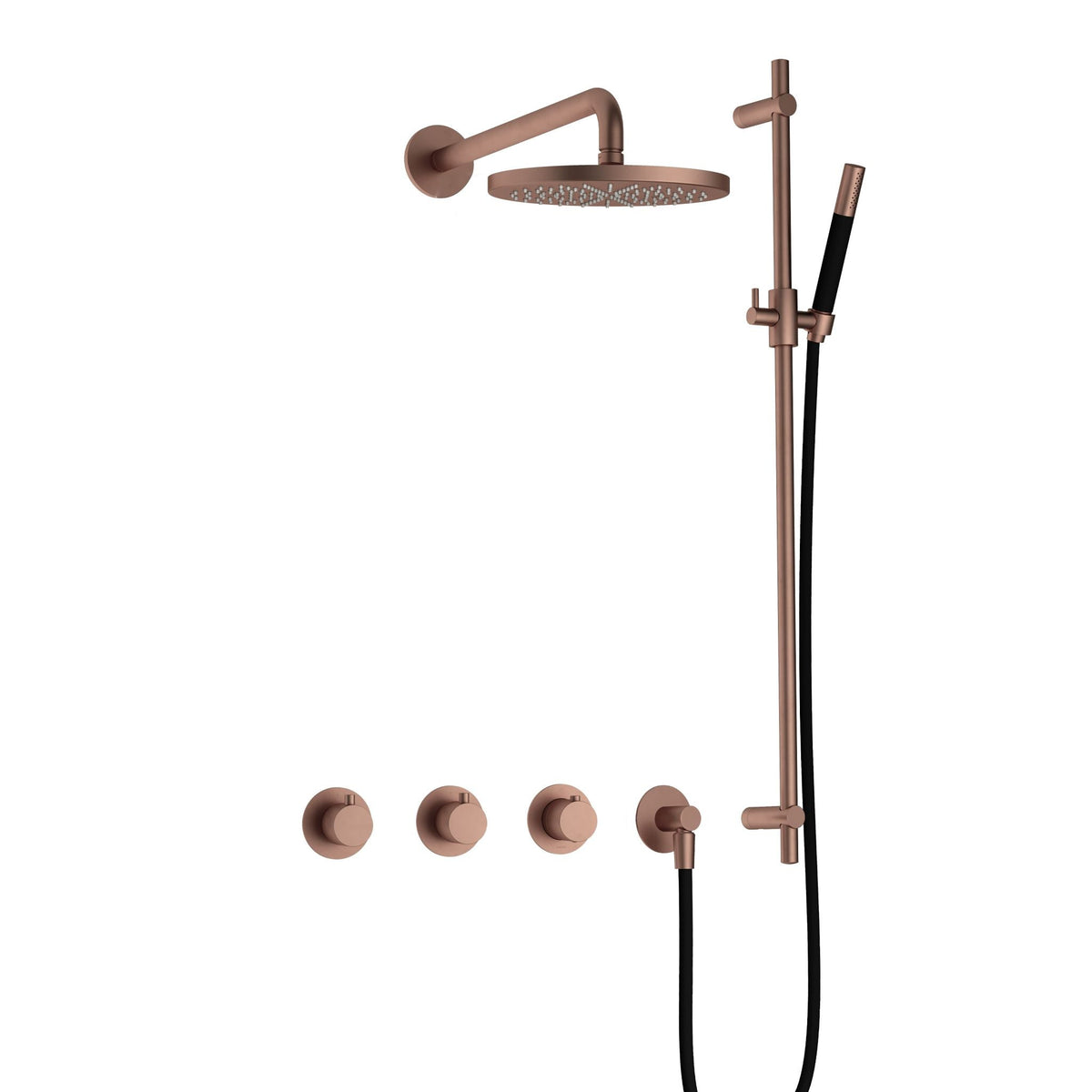 Hotbath Cobber IBS70 inbouw doucheset - staafhanddouche - 20cm hoofddouche - wandarm - glijstang - Geborsteld Koper PVD