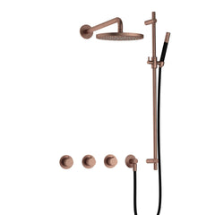 Hotbath Cobber IBS70 inbouw doucheset - staafhanddouche - 20cm hoofddouche - wandarm - glijstang - Geborsteld Koper PVD