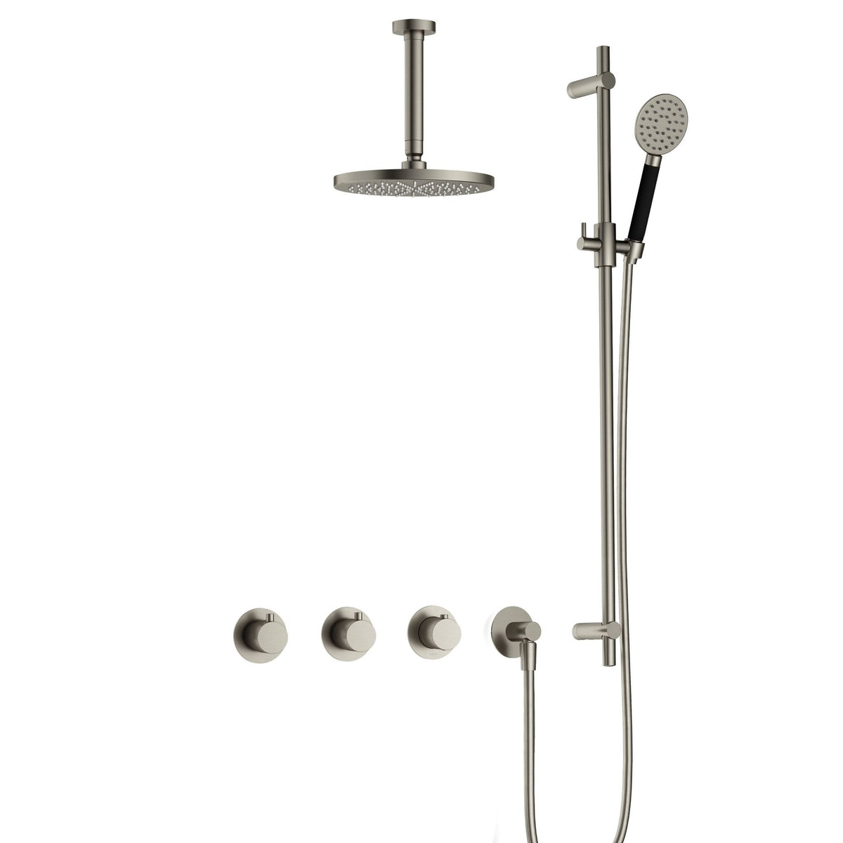 Hotbath Cobber IBS70 inbouw doucheset - ronde handdouche - 20cm hoofddouche - 15cm plafondbuis - glijstang - Geborsteld Nikkel