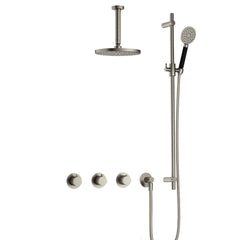 Hotbath Cobber IBS70 inbouw doucheset - ronde handdouche - 20cm hoofddouche - 15cm plafondbuis - glijstang - Geborsteld Nikkel