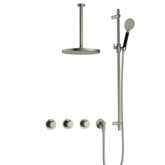Hotbath Cobber IBS70 inbouw doucheset - ronde handdouche - 30cm hoofddouche - 30cm plafondbuis - glijstang - Geborsteld Nikkel