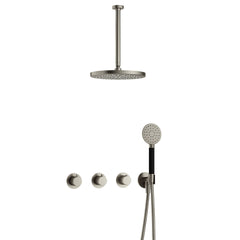 Hotbath Cobber IBS70 inbouw doucheset - ronde handdouche - 30cm hoofddouche - 30cm plafondbuis - wandhouder - Geborsteld Nikkel