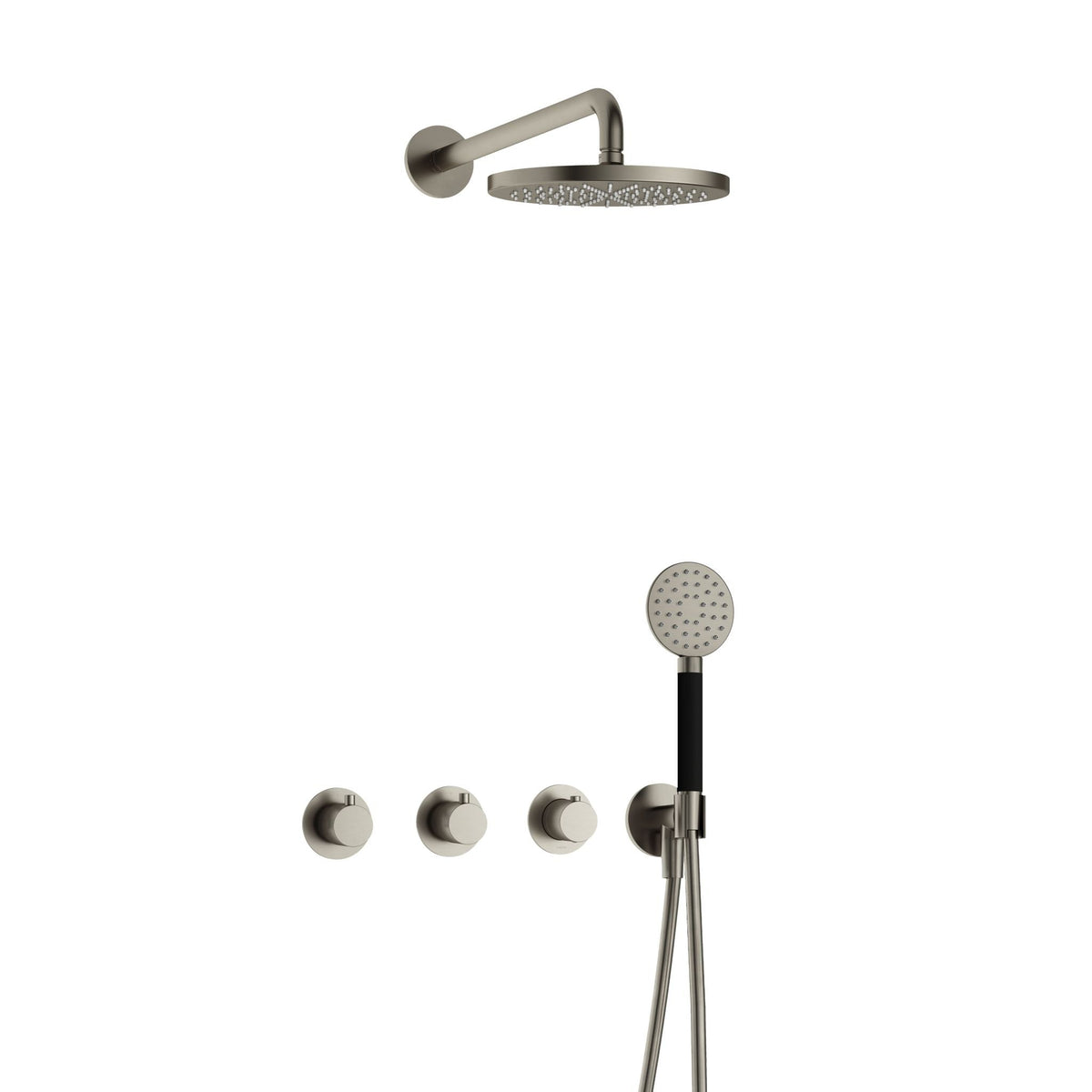 Hotbath Cobber IBS70 inbouw doucheset - ronde handdouche - 20cm hoofddouche - wandarm - wandhouder - Geborsteld Nikkel