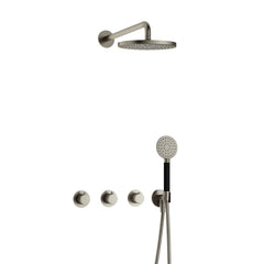 Hotbath Cobber IBS70 inbouw doucheset - ronde handdouche - 20cm hoofddouche - wandarm - wandhouder - Geborsteld Nikkel