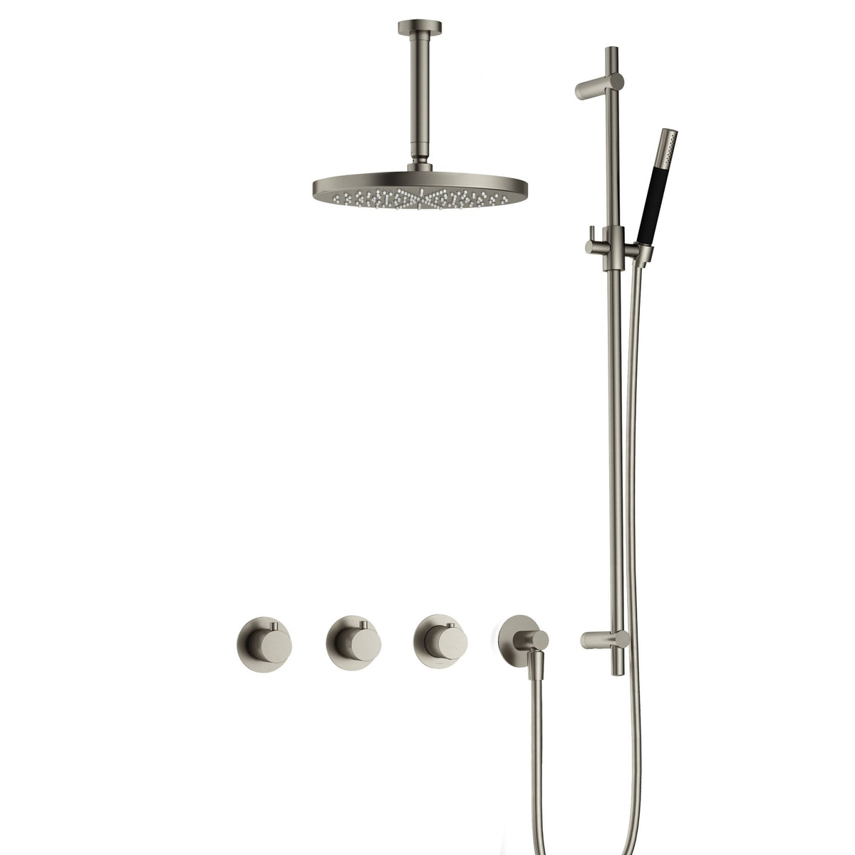 Hotbath Cobber IBS70 inbouw doucheset - staafhanddouche - 30cm hoofddouche - 15cm plafondbuis - glijstang - Geborsteld Nikkel