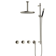 Hotbath Cobber IBS70 inbouw doucheset - staafhanddouche - 30cm hoofddouche - 15cm plafondbuis - glijstang - Geborsteld Nikkel
