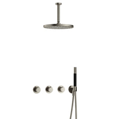Hotbath Cobber IBS70 inbouw doucheset - staafhanddouche - 30cm hoofddouche - 15cm plafondbuis - wandhouder - Geborsteld Nikkel