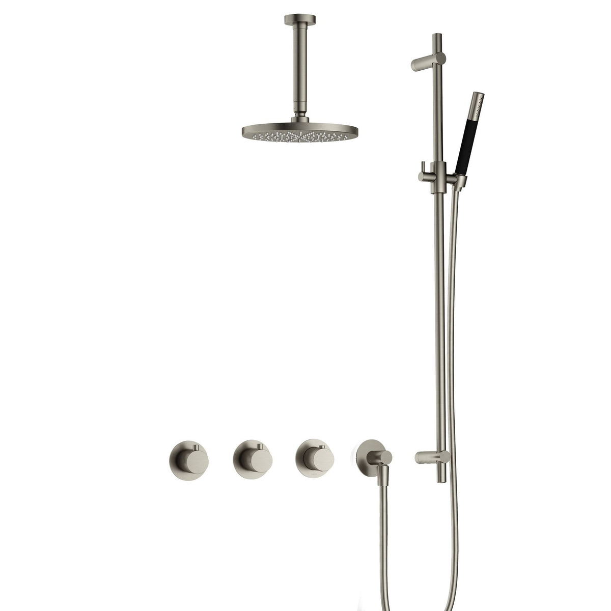 Hotbath Cobber IBS70 inbouw doucheset - staafhanddouche - 20cm hoofddouche - 15cm plafondbuis - glijstang - Geborsteld Nikkel