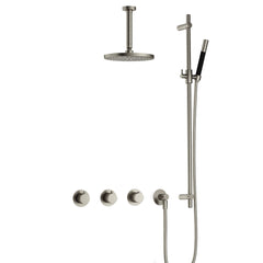 Hotbath Cobber IBS70 inbouw doucheset - staafhanddouche - 20cm hoofddouche - 15cm plafondbuis - glijstang - Geborsteld Nikkel