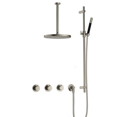 Hotbath Cobber IBS70 inbouw doucheset - staafhanddouche - 30cm hoofddouche - 30cm plafondbuis - glijstang - Geborsteld Nikkel