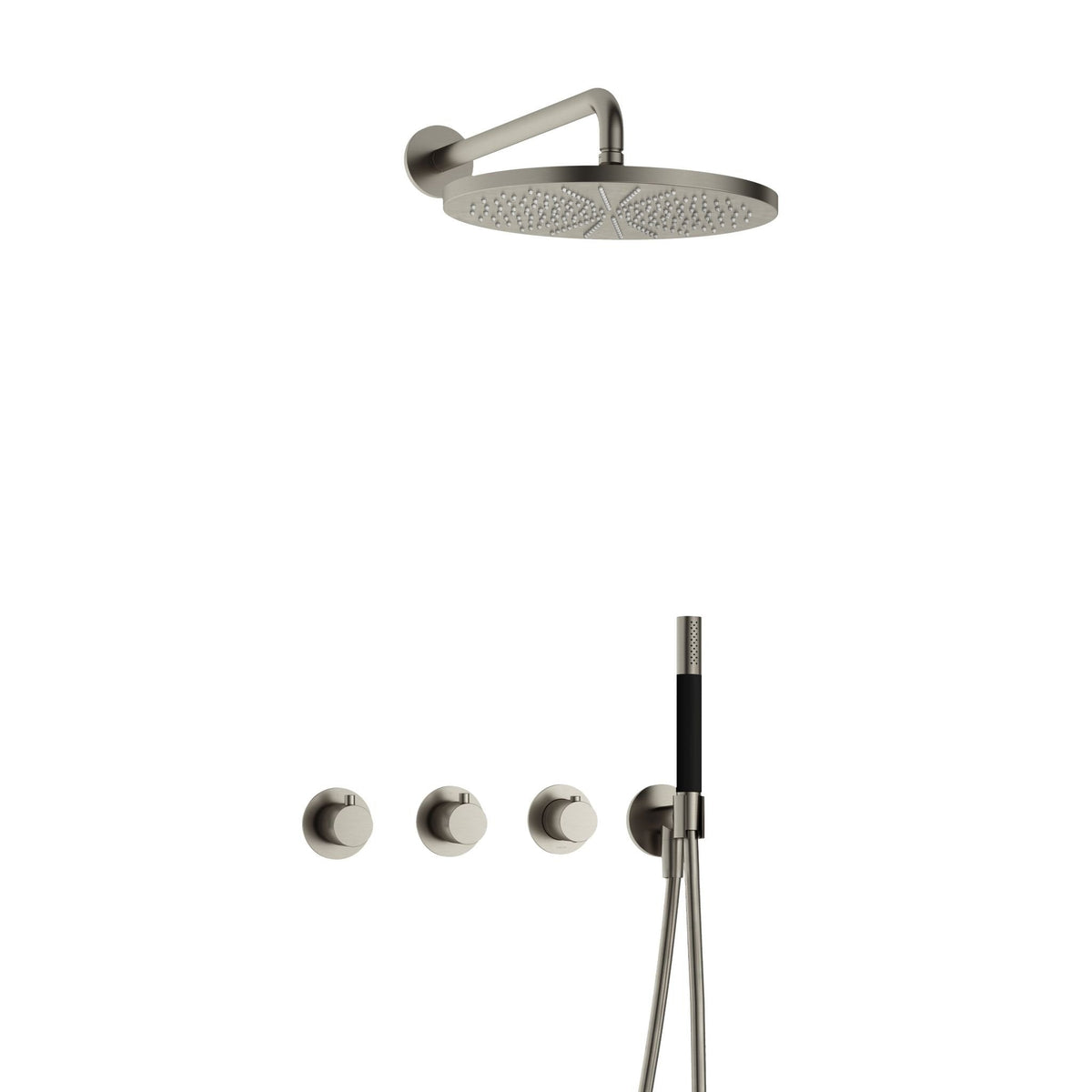 Hotbath Cobber IBS70 inbouw doucheset - staafhanddouche - 30cm hoofddouche - wandarm - wandhouder - Geborsteld Nikkel