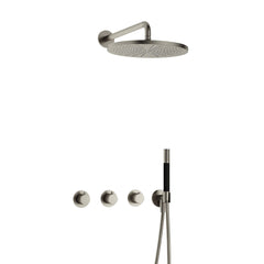 Hotbath Cobber IBS70 inbouw doucheset - staafhanddouche - 30cm hoofddouche - wandarm - wandhouder - Geborsteld Nikkel