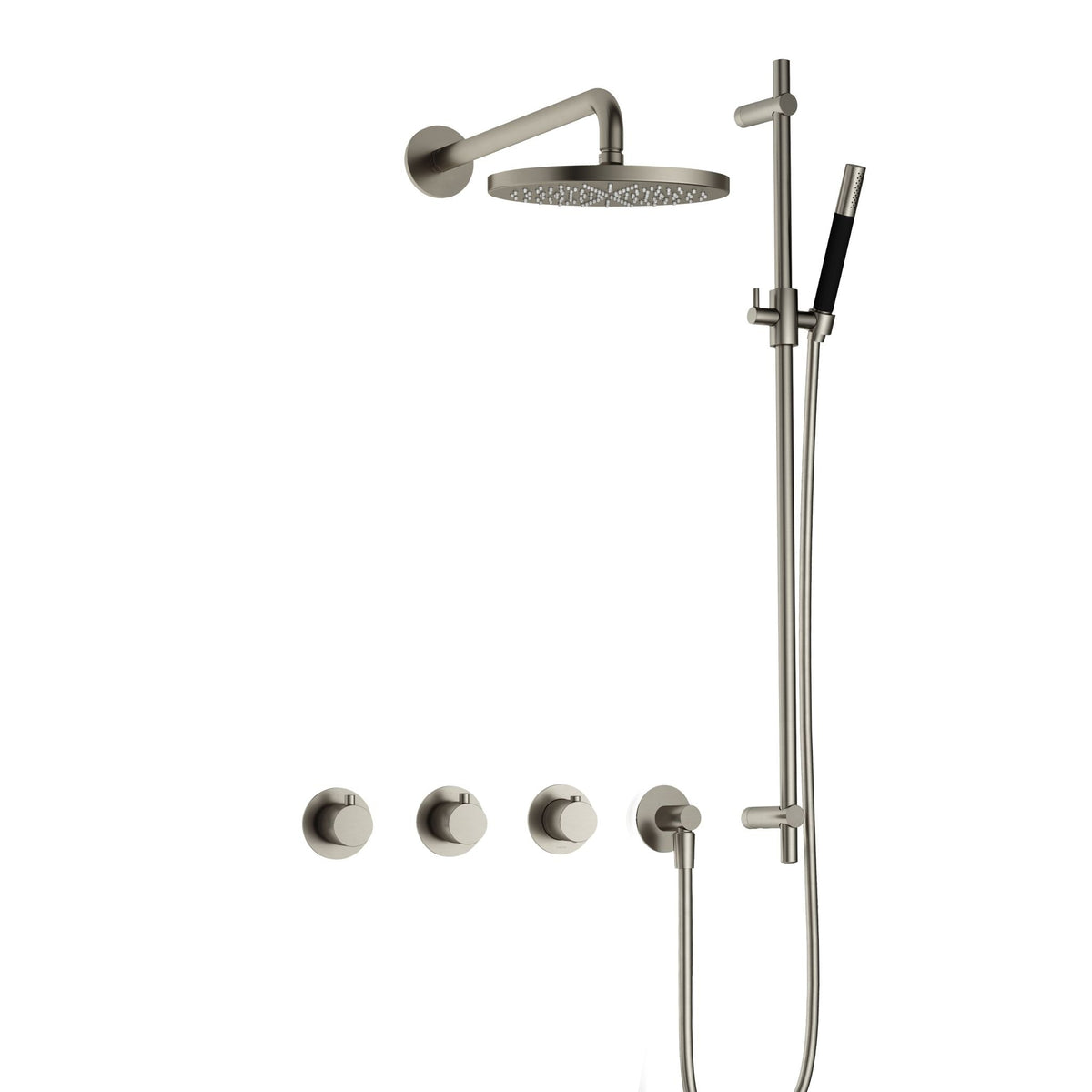Hotbath Cobber IBS70 inbouw doucheset - staafhanddouche - 20cm hoofddouche - wandarm - glijstang - Geborsteld Nikkel
