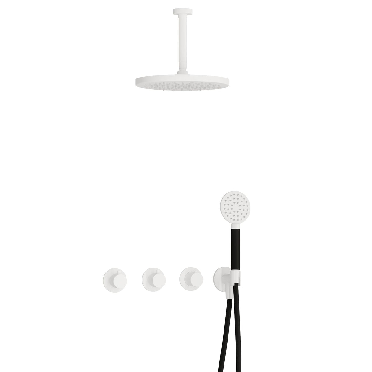 Hotbath Cobber IBS70 inbouw doucheset - ronde handdouche - 30cm hoofddouche - 15cm plafondbuis - wandhouder - Mat Wit