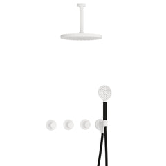 Hotbath Cobber IBS70 inbouw doucheset - ronde handdouche - 30cm hoofddouche - 15cm plafondbuis - wandhouder - Mat Wit