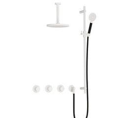 Hotbath Cobber IBS70 inbouw doucheset - ronde handdouche - 20cm hoofddouche - 15cm plafondbuis - glijstang - Mat Wit