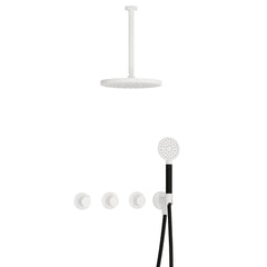 Hotbath Cobber IBS70 inbouw doucheset - ronde handdouche - 30cm hoofddouche - 30cm plafondbuis - wandhouder - Mat Wit