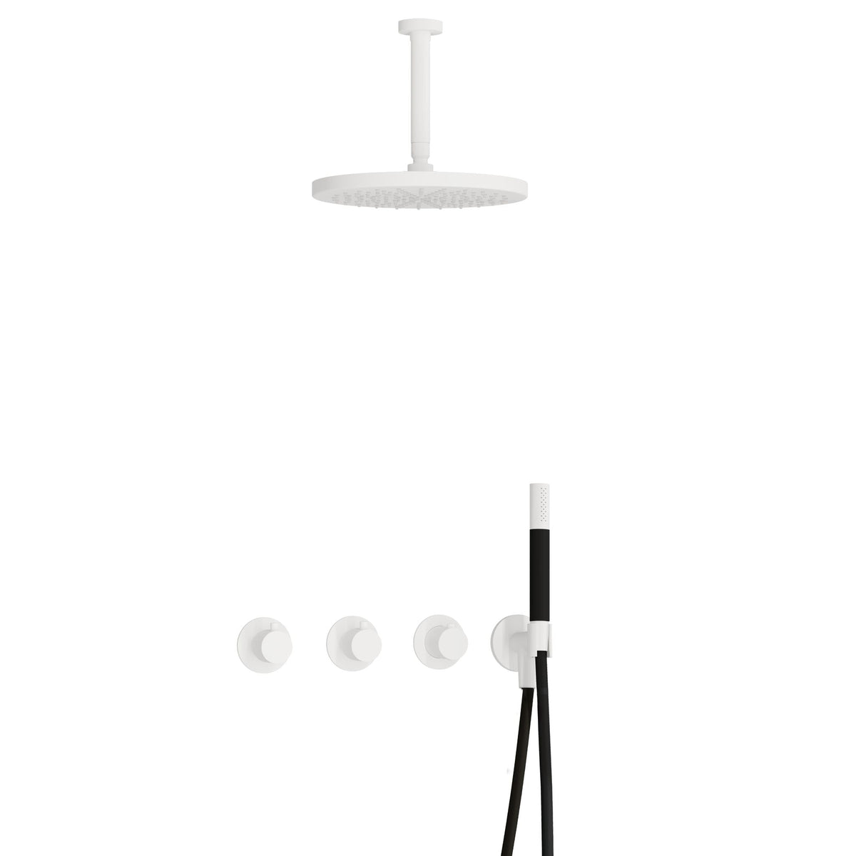 Hotbath Cobber IBS70 inbouw doucheset - staafhanddouche - 30cm hoofddouche - 15cm plafondbuis - wandhouder - Mat Wit