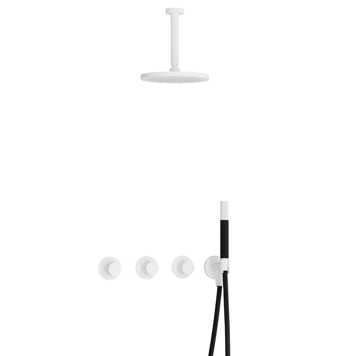 Hotbath Cobber IBS70 inbouw doucheset - staafhanddouche - 20cm hoofddouche - 15cm plafondbuis - wandhouder - Mat Wit