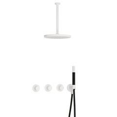 Hotbath Cobber IBS70 inbouw doucheset - staafhanddouche - 30cm hoofddouche - 30cm plafondbuis - wandhouder - Mat Wit