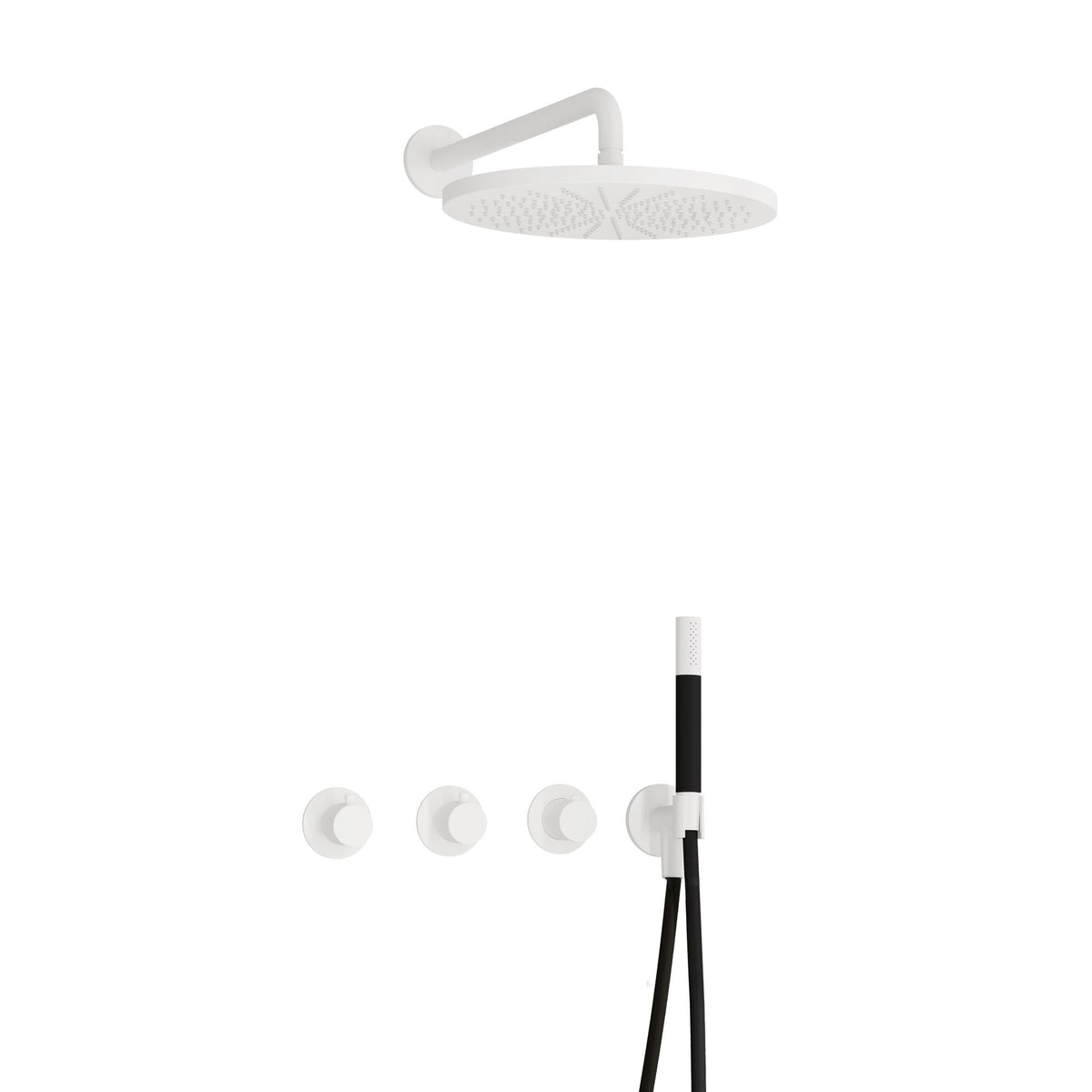 Hotbath Cobber IBS70 inbouw doucheset - staafhanddouche - 30cm hoofddouche - wandarm - wandhouder - Mat Wit
