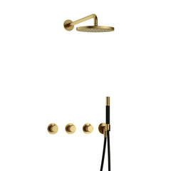 Hotbath Cobber X IBSX70 inbouw doucheset - staafhanddouche - 20cm hoofddouche - wandarm - wandhouder - Geborsteld Messing PVD