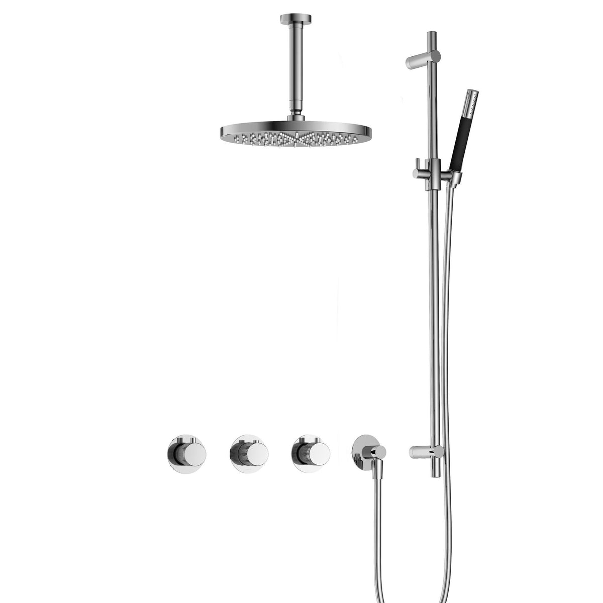 Hotbath Cobber X IBSX70 inbouw doucheset - staafhanddouche - 30cm hoofddouche - 15cm plafondbuis - glijstang - Chroom