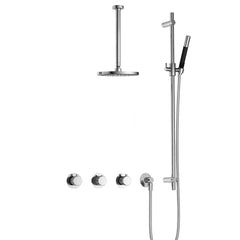 Hotbath Cobber X IBSX70 inbouw doucheset - staafhanddouche - 20cm hoofddouche - 30cm plafondbuis - glijstang - Chroom