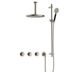Hotbath Cobber X IBSX70 inbouw doucheset - ronde handdouche - 30cm hoofddouche - 15cm plafondbuis - glijstang - Geborsteld Nikkel