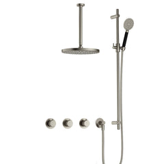 Hotbath Cobber X IBSX70 inbouw doucheset - ronde handdouche - 30cm hoofddouche - 30cm plafondbuis - glijstang - Geborsteld Nikkel