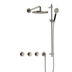 Hotbath Cobber X IBSX70 inbouw doucheset - ronde handdouche - 20cm hoofddouche - wandarm - glijstang - Geborsteld Nikkel
