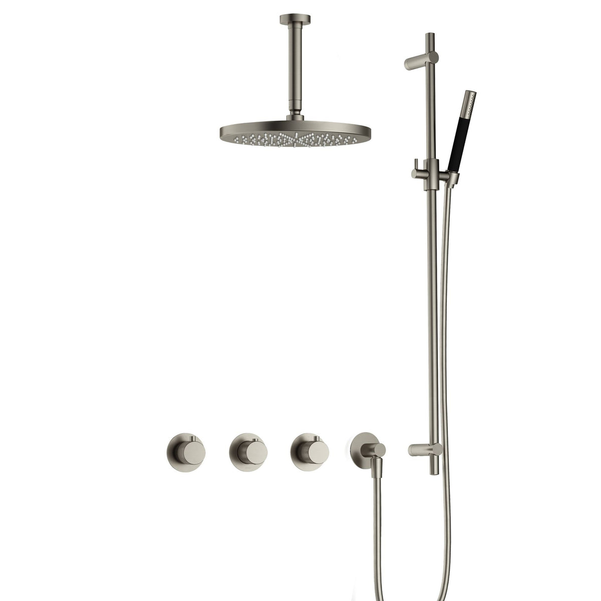 Hotbath Cobber X IBSX70 inbouw doucheset - staafhanddouche - 30cm hoofddouche - 15cm plafondbuis - glijstang - Geborsteld Nikkel