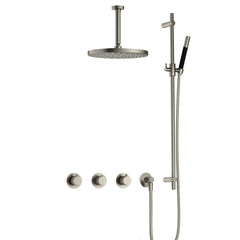 Hotbath Cobber X IBSX70 inbouw doucheset - staafhanddouche - 30cm hoofddouche - 15cm plafondbuis - glijstang - Geborsteld Nikkel
