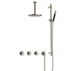 Hotbath Cobber X IBSX70 inbouw doucheset - staafhanddouche - 20cm hoofddouche - 15cm plafondbuis - glijstang - Geborsteld Nikkel