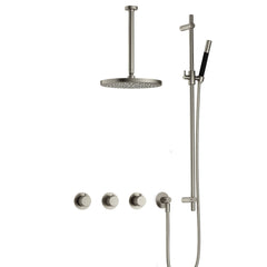 Hotbath Cobber X IBSX70 inbouw doucheset - staafhanddouche - 30cm hoofddouche - 30cm plafondbuis - glijstang - Geborsteld Nikkel