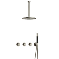 Hotbath Cobber X IBSX70 inbouw doucheset - staafhanddouche - 30cm hoofddouche - 30cm plafondbuis - wandhouder - Geborsteld Nikkel