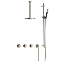 Hotbath Cobber X IBSX70 inbouw doucheset - staafhanddouche - 20cm hoofddouche - 30cm plafondbuis - glijstang - Geborsteld Nikkel