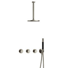 Hotbath Cobber X IBSX70 inbouw doucheset - staafhanddouche - 20cm hoofddouche - 30cm plafondbuis - wandhouder - Geborsteld Nikkel