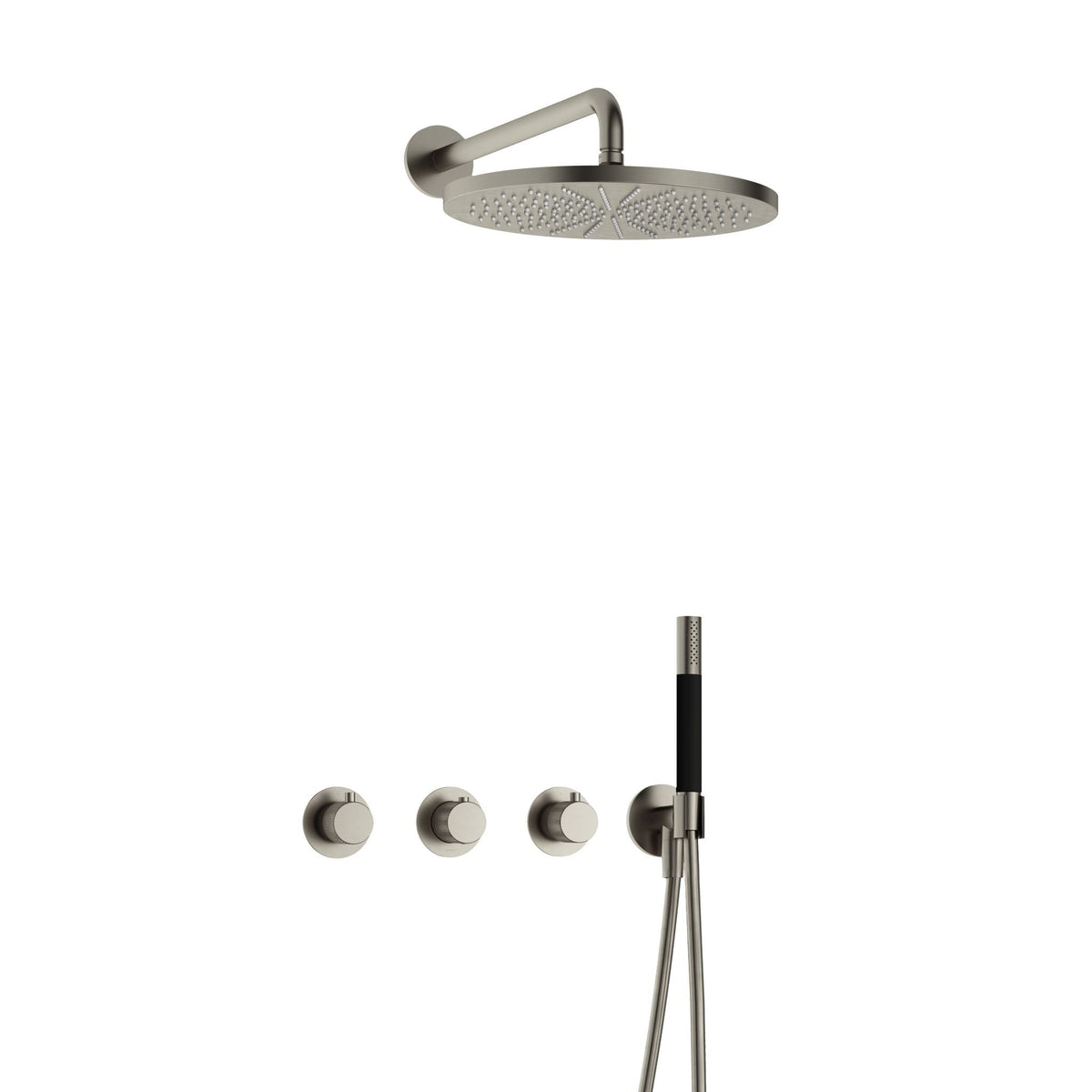 Hotbath Cobber X IBSX70 inbouw doucheset - staafhanddouche - 30cm hoofddouche - wandarm - wandhouder - Geborsteld Nikkel