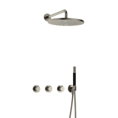 Hotbath Cobber X IBSX70 inbouw doucheset - staafhanddouche - 30cm hoofddouche - wandarm - wandhouder - Geborsteld Nikkel