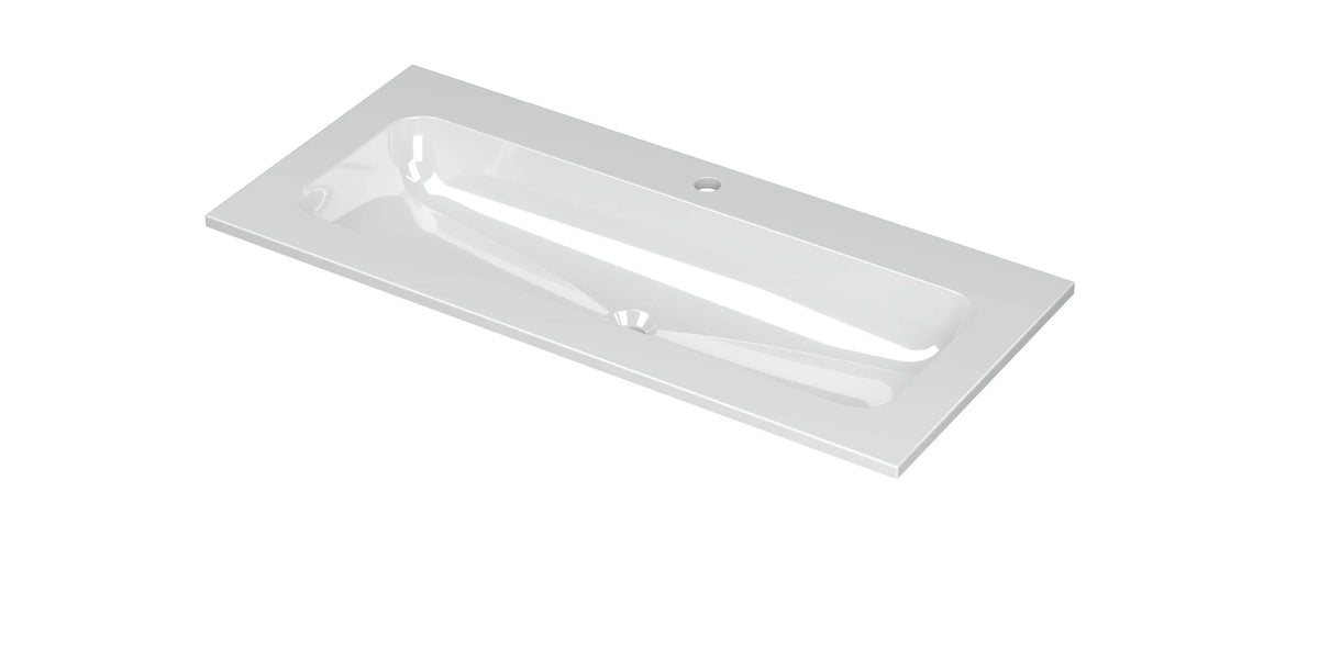 Ink Aspekt meubelwastafel centraal 100x45cm - 1 kraangat - Porselein - Glans Wit - 0207021