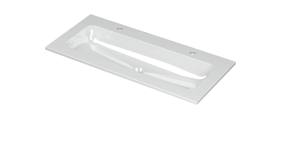Ink Aspekt meubelwastafel centraal 100x45cm - 2 kraangaten - Porselein - Glans Wit - 0207022
