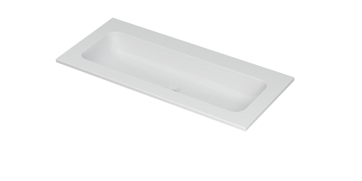 Ink Aspekt meubelwastafel midden 100x45cm - zonder kraangaten - Porselein - Mat Wit - 0207223